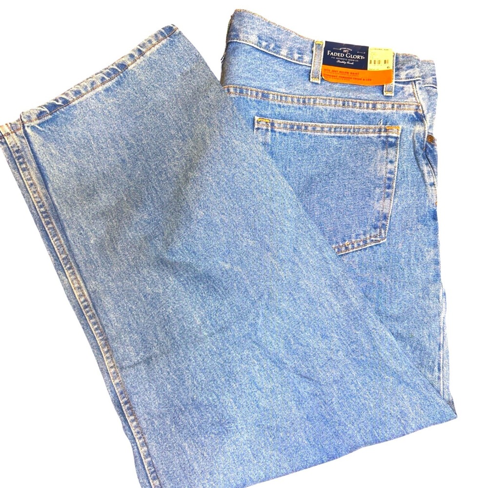 Faded Glory NEW Mens 46x30 Light Wash Straight Leg Jeans FG Original Jean